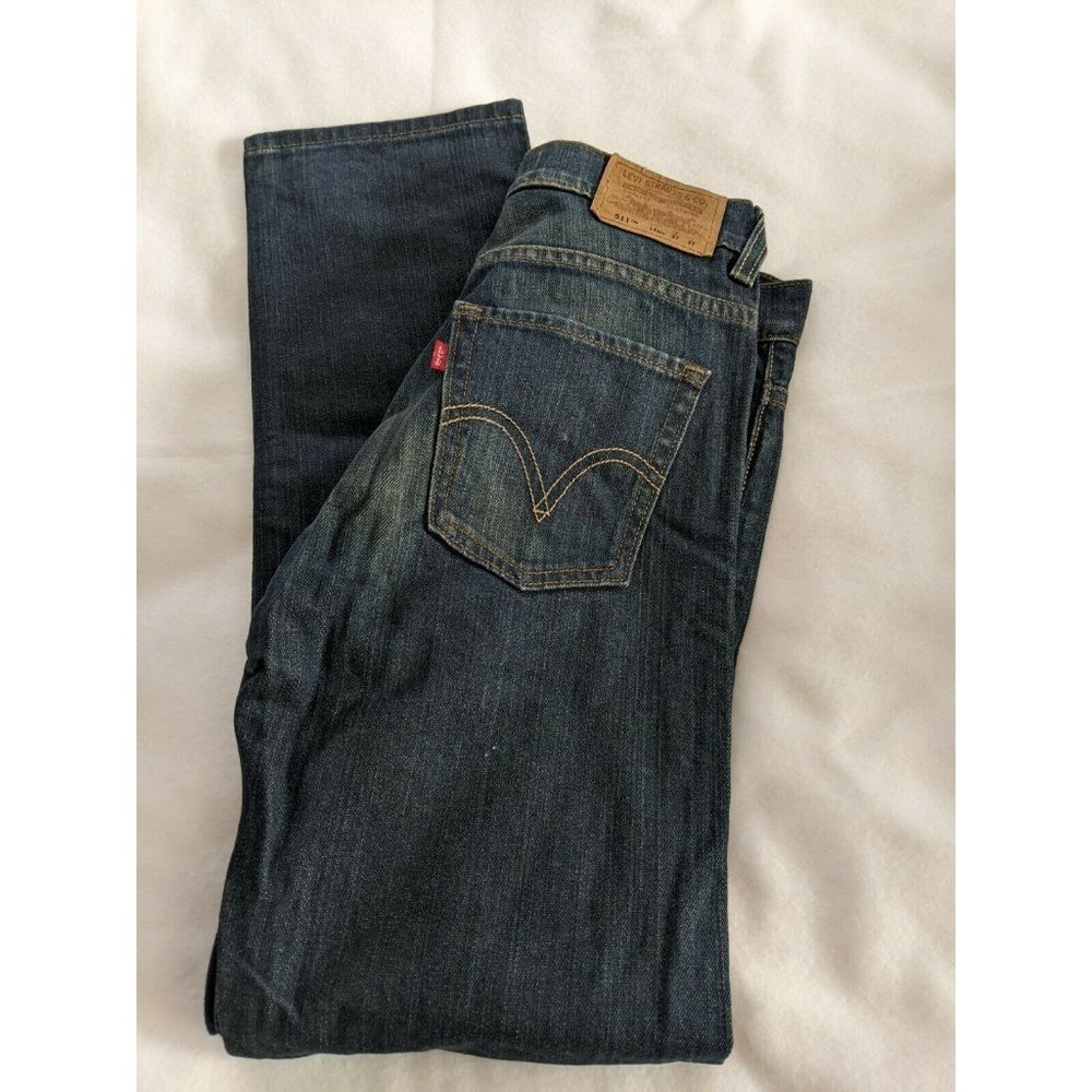 Levis 511 Denim Skinny Jeans Dark Wash 28x30 (Actual 27x27) Red Tab EUC